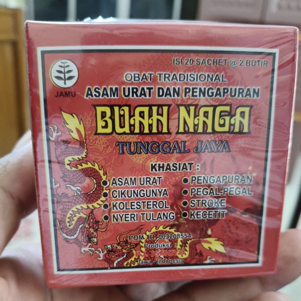 JAMU ASAM URAT & PENGAPURAN "BUAH NAGA" (KAPSUL 20 SACHET) TUNGGAL JAYA, PJ ISMOYO.