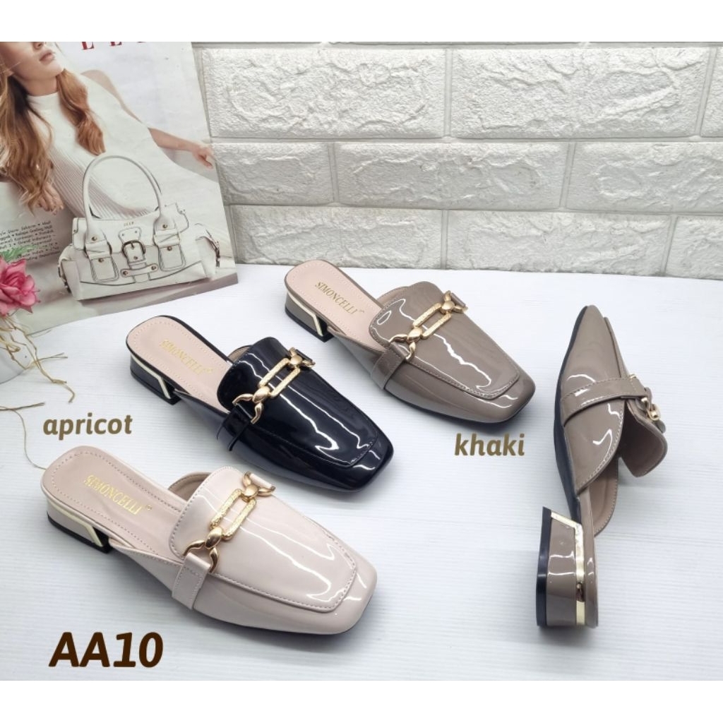 SANDAL FLAT WANITA GLOSSY SHOES SIMONCELLI TREND KEKINIAN