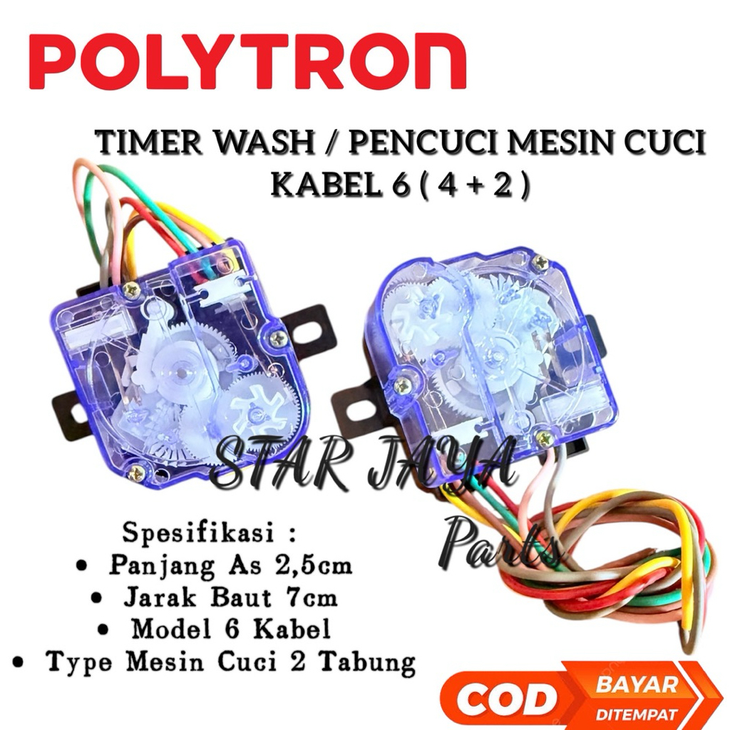 Polytron Timer Wash 6 Kabel Mesin Cuci 2 Tabung - Timer Pencuci 6 Kabel