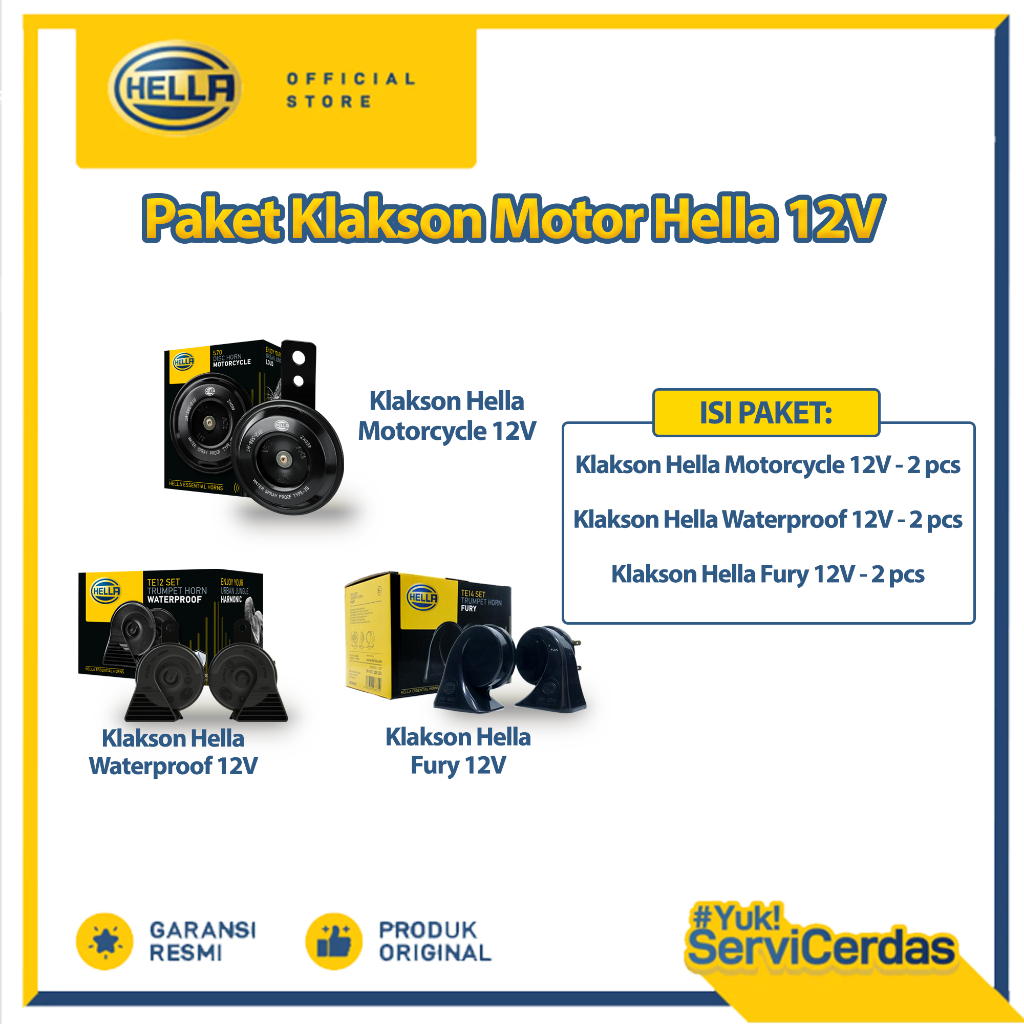 Paket Klakson Motor Hella 12V - Klakson Motor