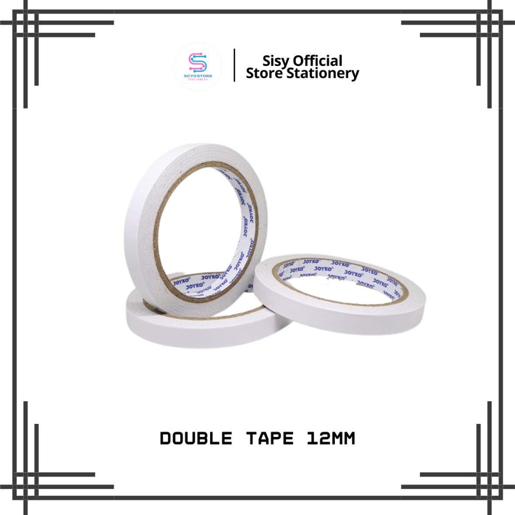 

Double Sided Tape 12mm Solasi Perekat 2 Sisi Joyko 12 mm