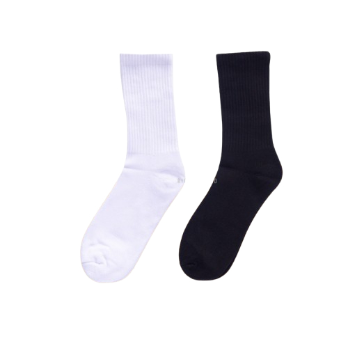 Kaos Kaki Dewasa Pria Wanita Tebal Panjang Sebetis Hitam Putih | Athletic Olahraga Sekuriti TNI