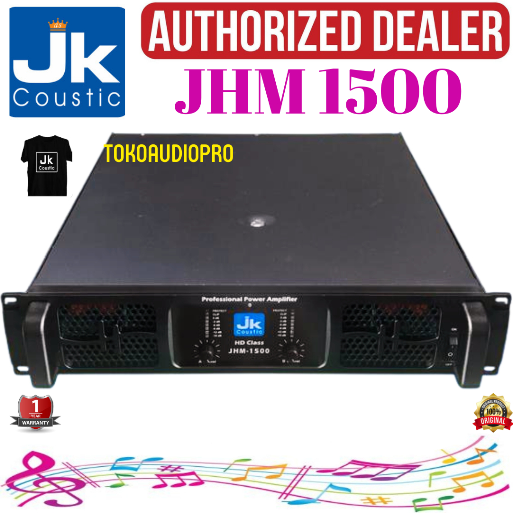 Power Amplifier 2 Channel  Jk Coustic  JHM-1500 2 x 1500 Watt JHM1500 Power HD Class jhm1500