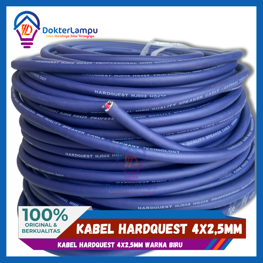 Kabel Speaker HARDQUEST 4x2,5mm Kabel Speaker Serabut Lentur Kabel Warna BIRU