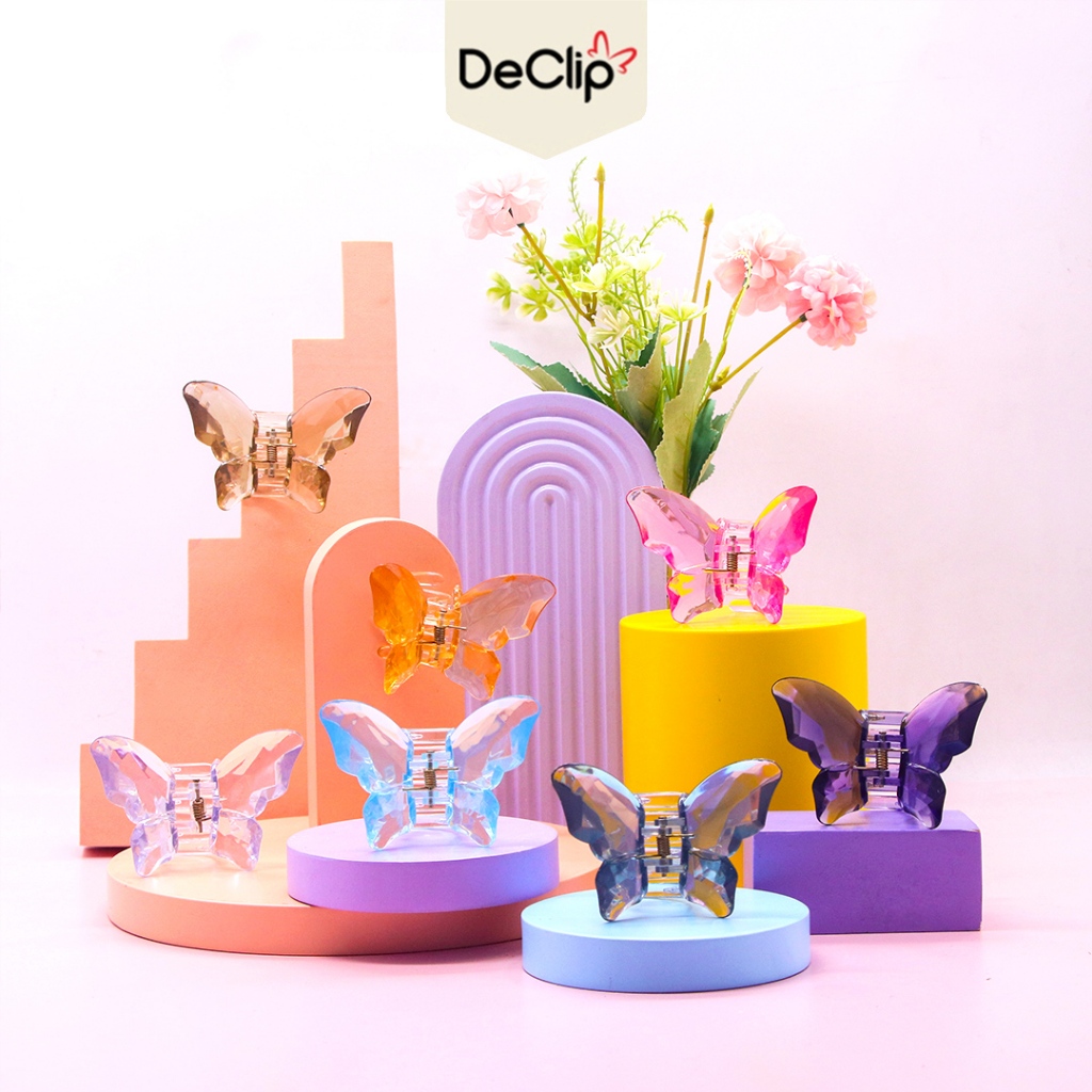 DeClip Jepit Kupu Kaca Korean Hairclip Gigi 3 Ukuran 4 cm Glass Series