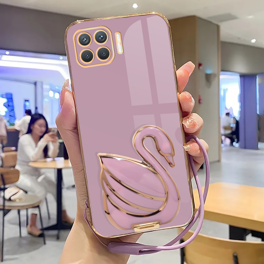 Case Oppo Reno 4F Softcase Mewah Silikon Plating With Holder Kick Stand