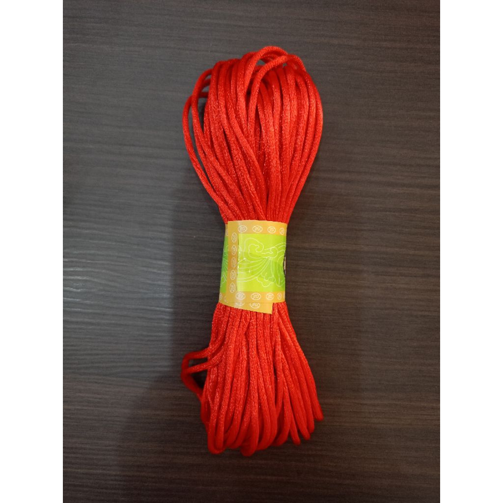 Benang Merah Satin 2mm Simpul Cina/Tali Satin 2mm bahan Kerajinan Gelang dan Kalung