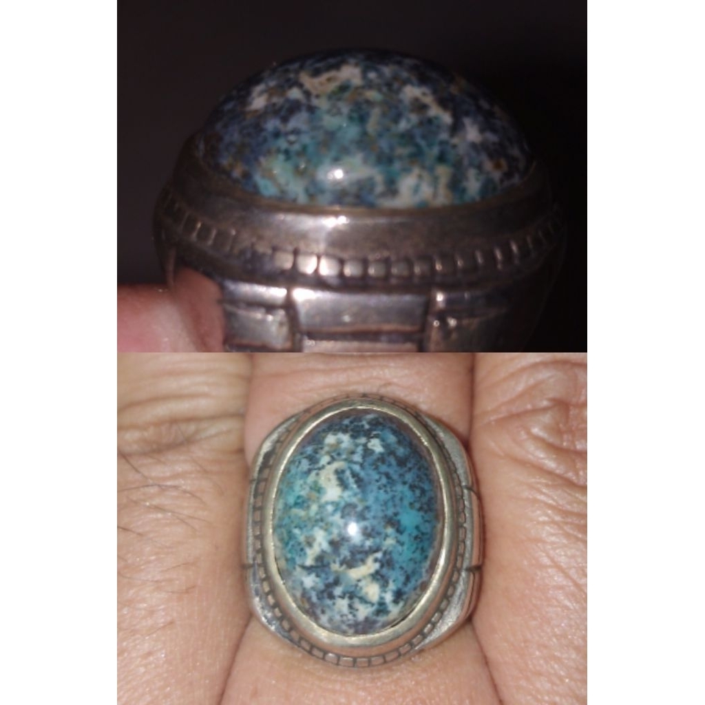 Cincin Batu Akik Bacan Blue Elektrik Natural