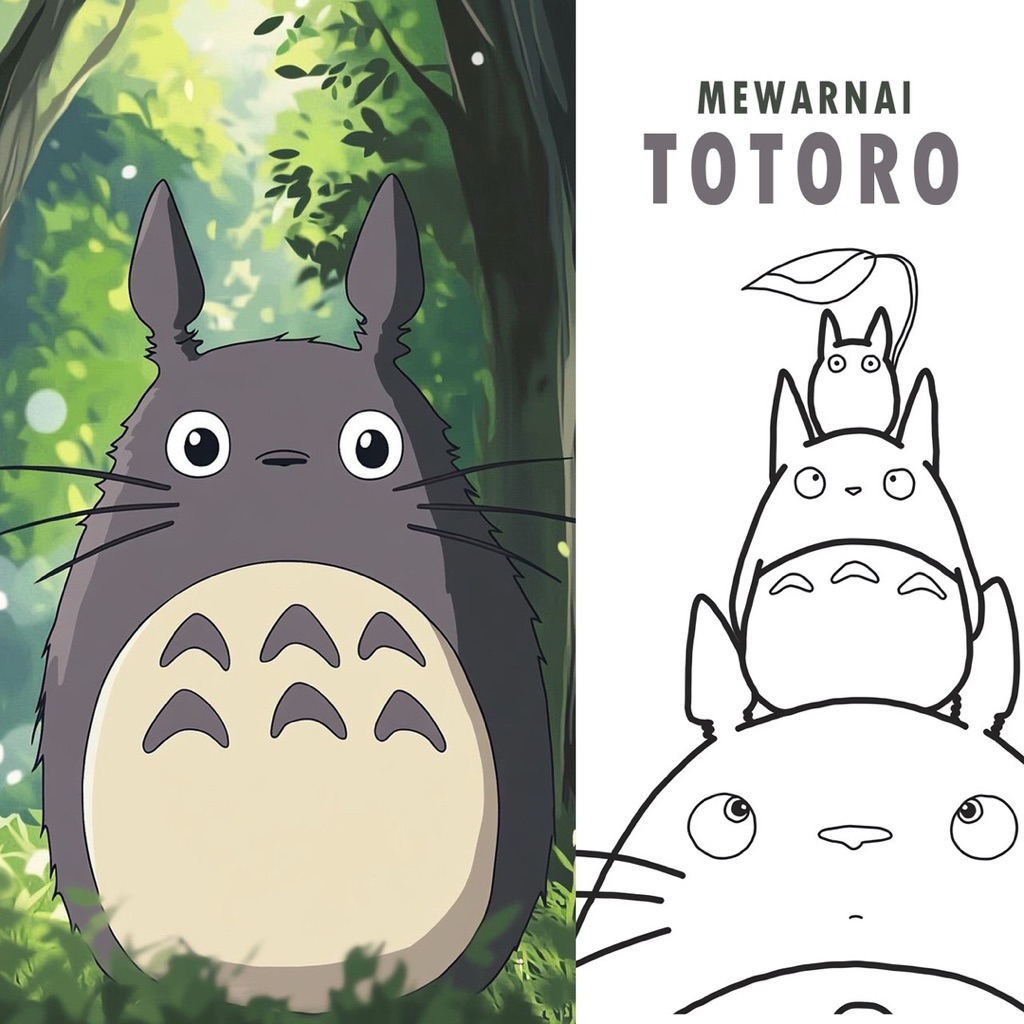 

15 Lembar A5 | Kertas Mewarnai tema Totoro | 15 Kertas gambar berbeda