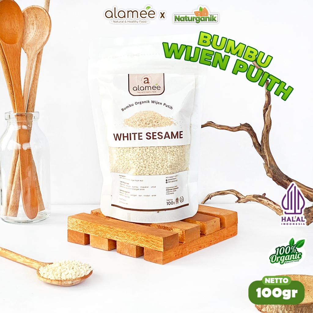 

ALAMEE Wijen Putih Siap Makan White Sesame Seed Bumbu Dapur Organik Masak 100 Gram Naturganik