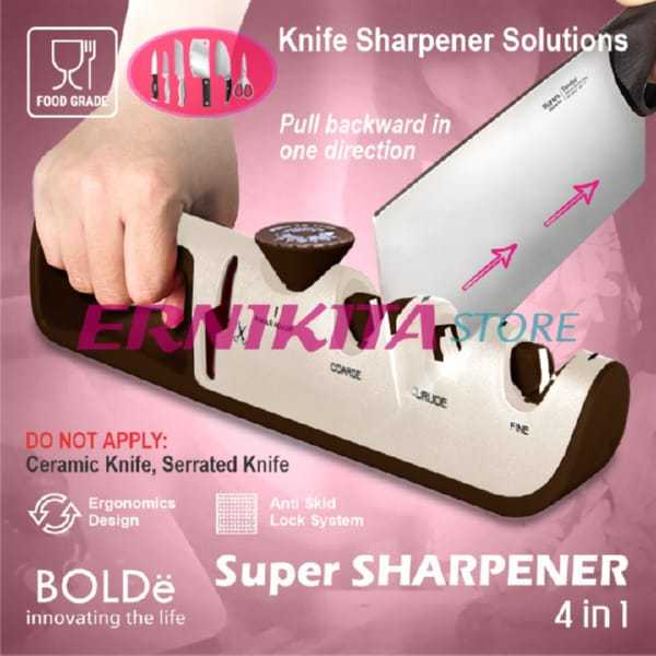 Asahan Pisau Dapur BOLDe SUPER SHARPENER 4in1 Tajam Cepat Praktis Untuk Pisau Stainless dan Keramik