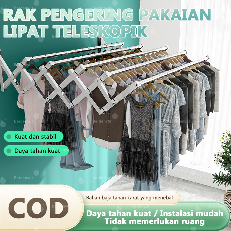 Jemuran Dinding Stainless Steel Jemuran Baju Tempel Dinding Lipat Jemuran Tempel Dinding Multilayer 