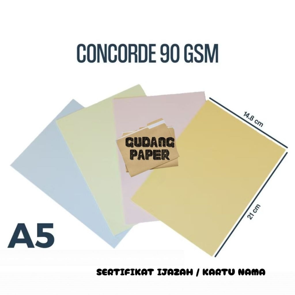 

Kertas Concorde A5 90 gr isi 500 lembar / Concorde A5 90 gram / Kertas Sertifikat Piagam