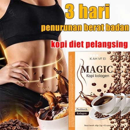 

KOPI COLLAGEN MAGIC - 1 Box Isi 12 Saset | Minuman Pelangsing Pembakar Lemak + Kolagen | Diet Cepat & Aman
