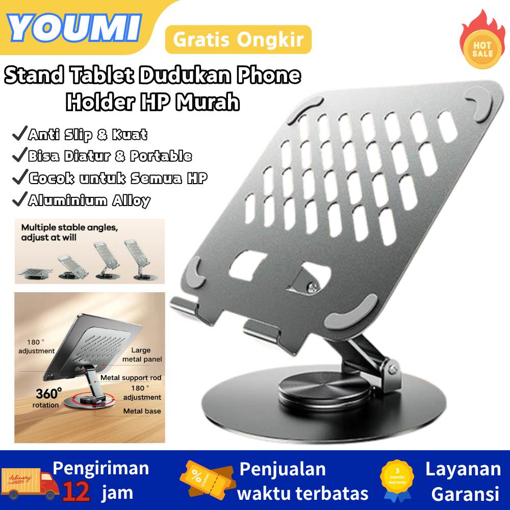 YOUMI Stand Tablet Dudukan Phone Holder HP Murah Aluminium Alloy Anti Slip Stand meja IPad Stand Hol