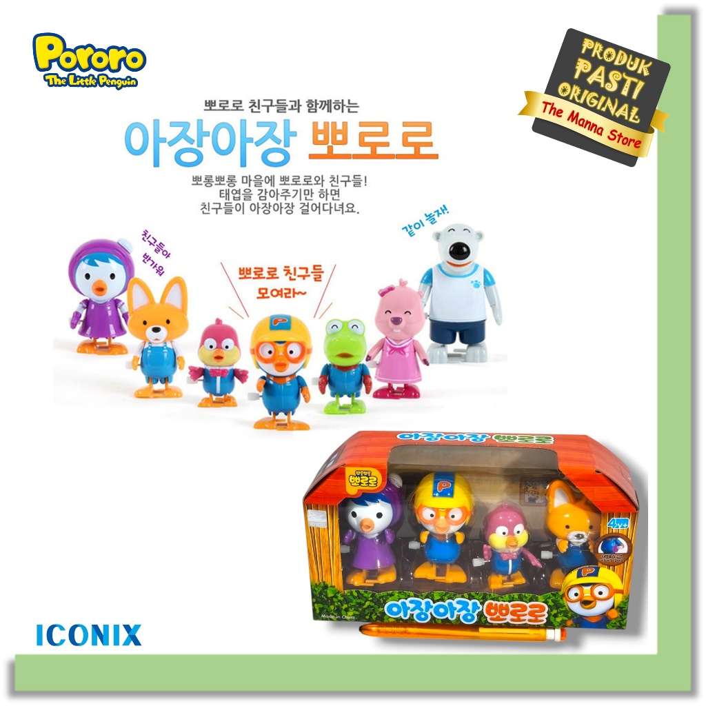 WIND UP WALKING DOLLS Toy Set Pororo Petty Harry Edy Pororo the Little Penguin Original Iconix Korea