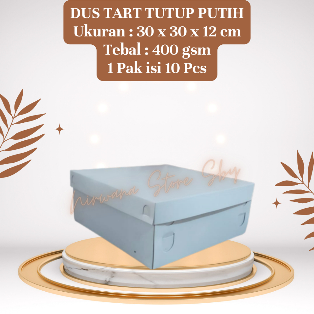 

(10 Pcs) Dus Tart Putih 30x30x12 / Dus Kue / Kotak Nasi / Box Kue