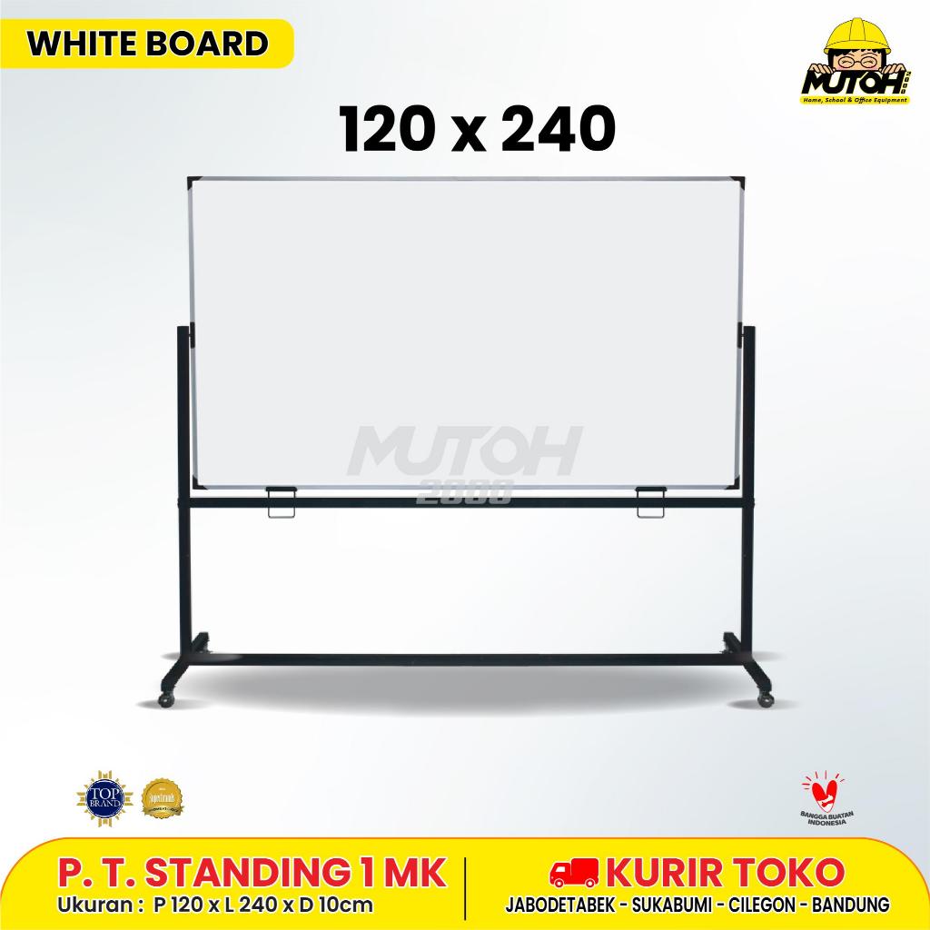 

Whiteboard Stand Non Magnetic Single Face 120 x 240 Papan Tulis Stand 1 sisi