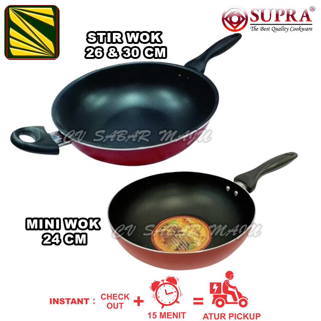 Supra Mini Wok 24 cm, Wajan Teflon Stir Wok Supra Rosemary 26 cm & 30 cm