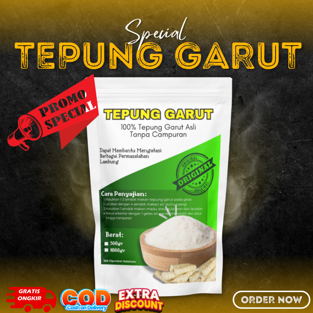 

Tepung Garut/Pati Asam Lambung/Angkrik/Arrowroot 500 gr