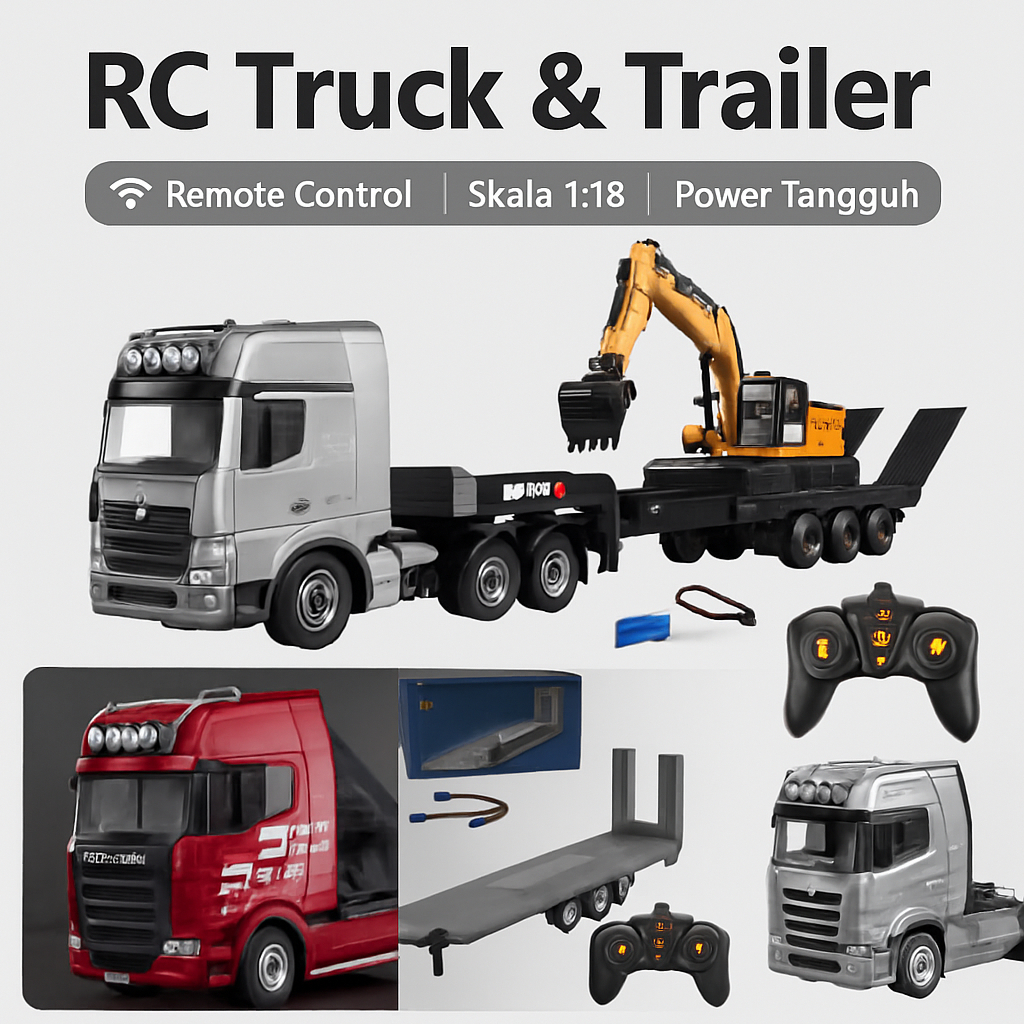 Huina 1522 1501 1502  RC 1/18 Trailer Truck Simulation Engineering Flatbed Rc Car Excavator Truck 9C