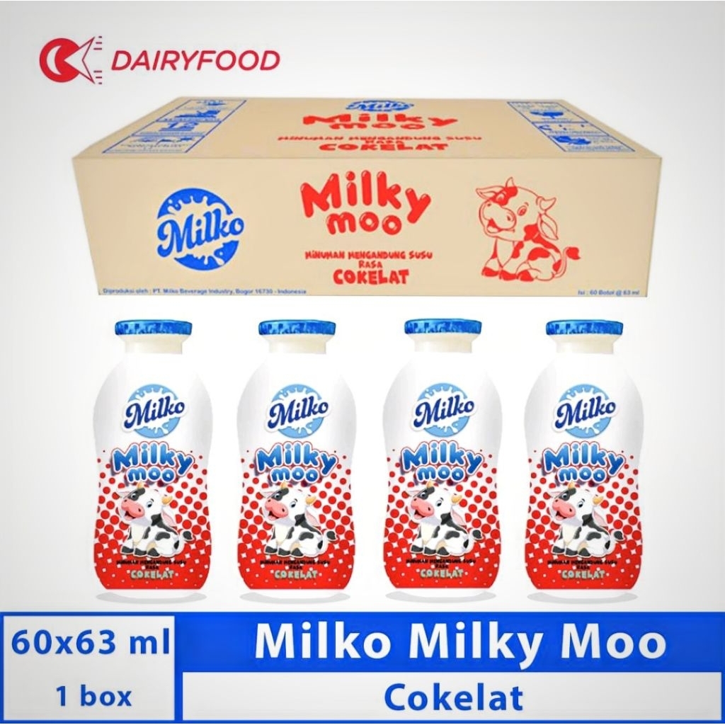 [1 karton isi 60×63ml] Milko Milky Moo Minuman Mengandung Susu produk dari Dairy Food