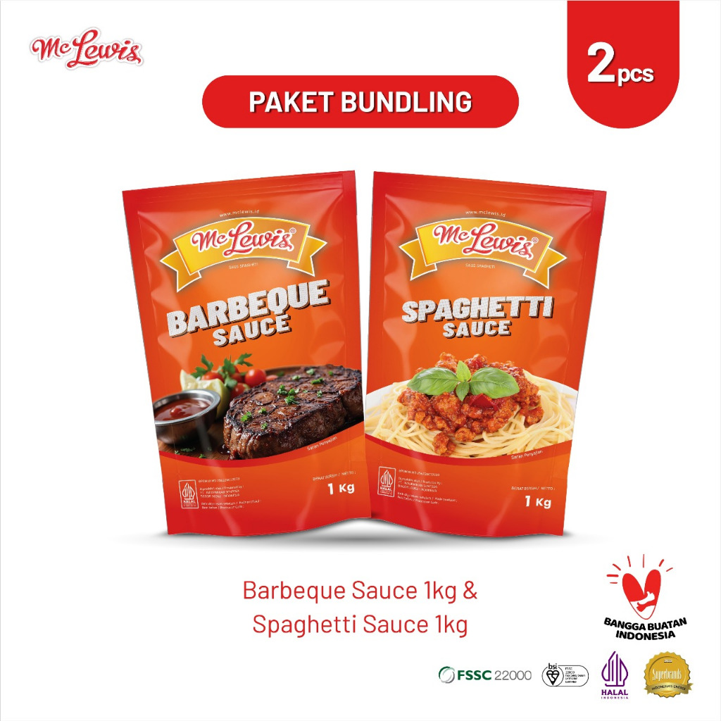 

[Paket Bundle] Mc Lewis Spaghetti Sauce 1Kg + Mc Lewis Barbeque Sauce 1Kg