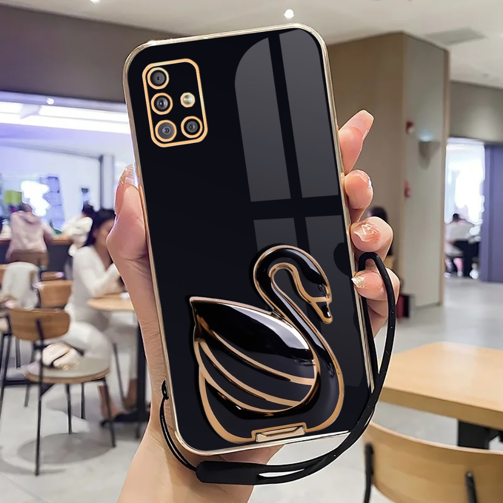 Softcase Stand Samsung A51 Case Silikon Casing Luxury Plating