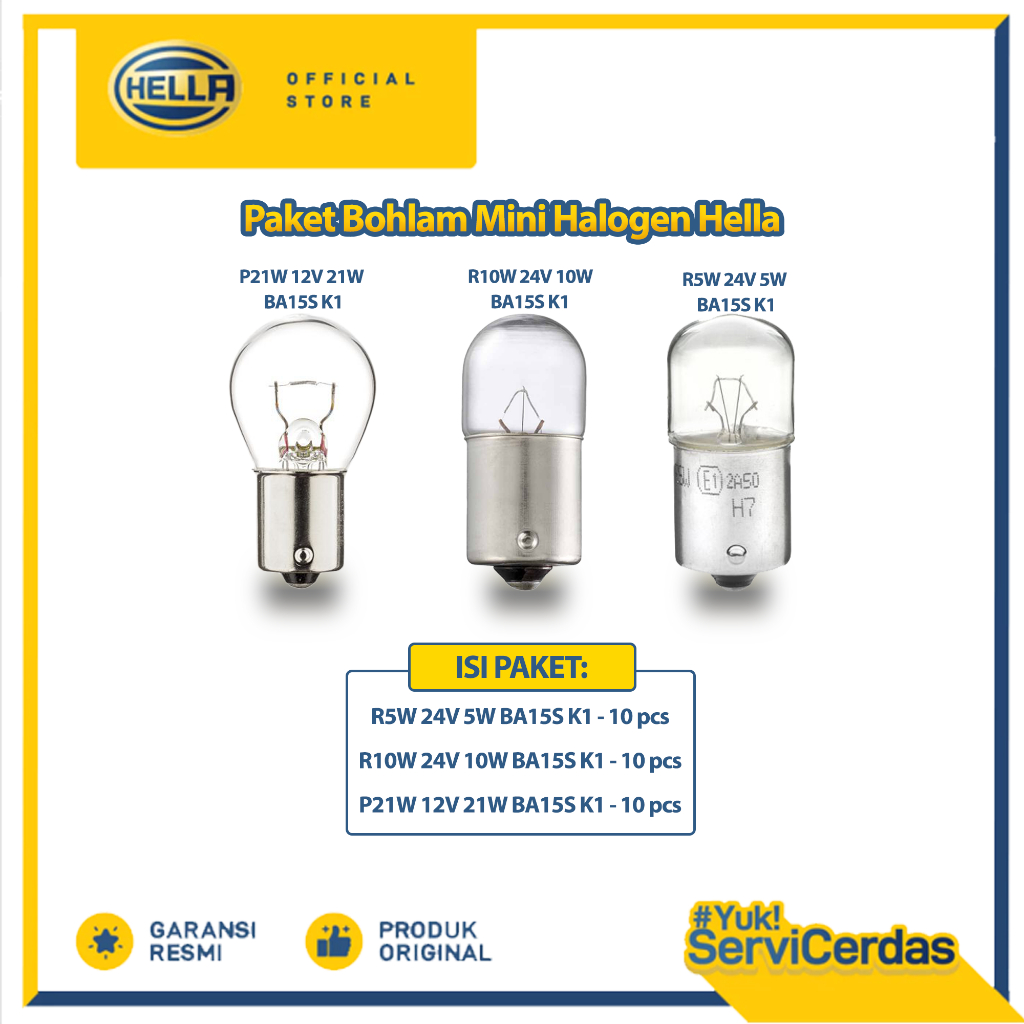 Paket Bohlam Mini Halogen Hella - Lampu Mobil
