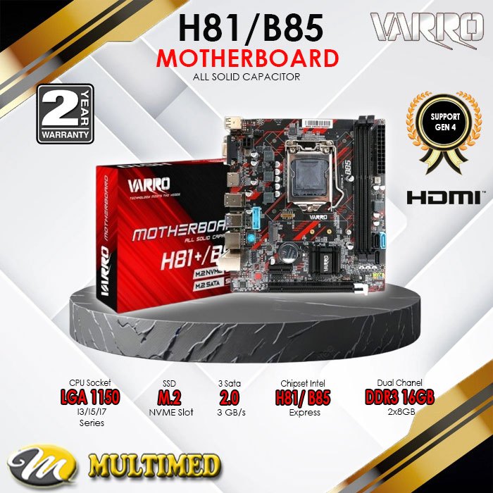 Motherboard Mainboard H81 DDR3 NVME Soket LGA 1150 Varro New