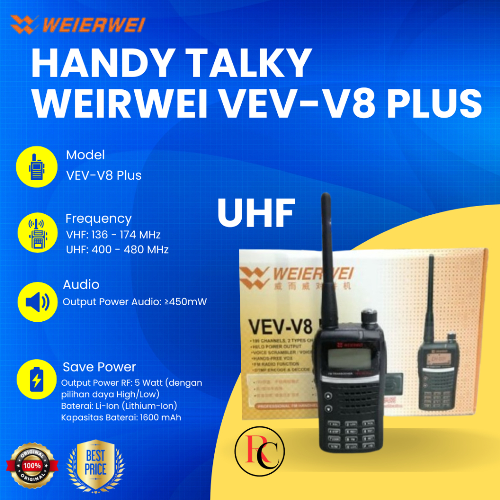 HANDY TALKY WEIRWEI VEV V8 PLUS VEV V8PLUS VHF ORIGINAL GARANSI RESMI