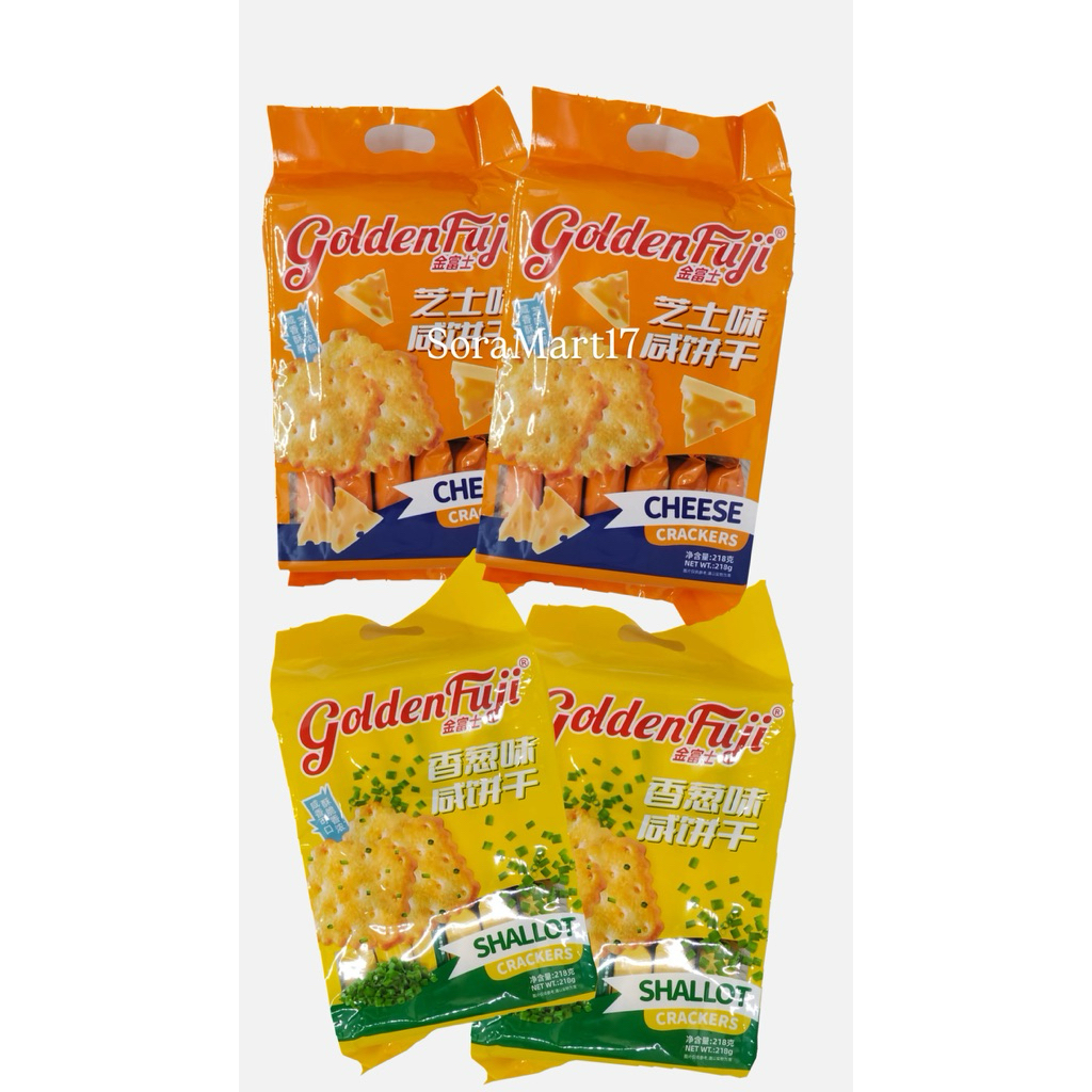 

Golden Fuji Cheese Crakers Biscuit - Shallot Biscuit 218gr - Biskuit Rasa Keju Rasa Daun Bawang