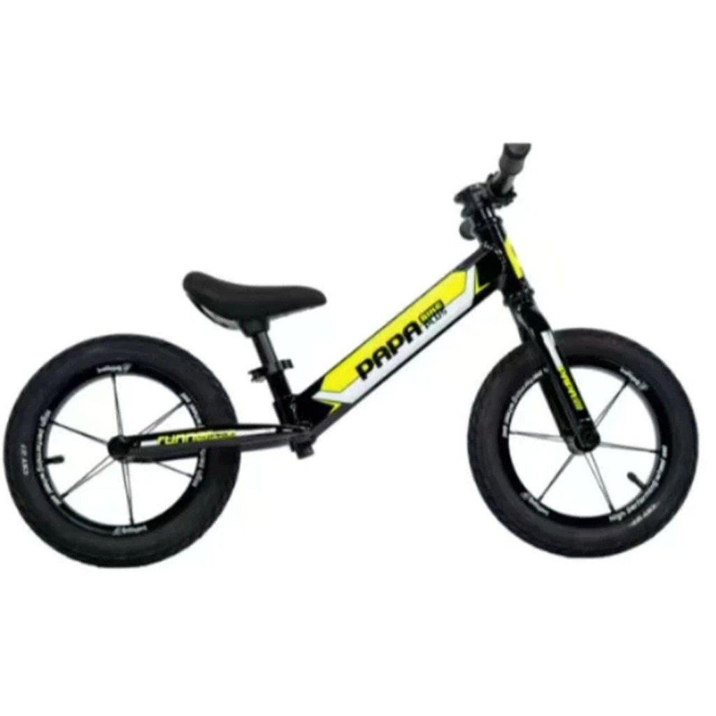 Sepeda Anak Balance Bike PAPA BIKE Push Bike Runner Pro 12inch Black Neon Yellow
