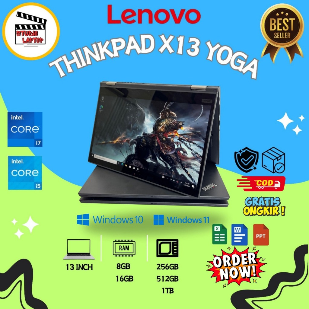 Lenovo Thinkpad X13 Yoga 2 IN 1 G3 / G2 / G1 Intel I7 I5 Intel IRIS XE 16GB 512GB NOT L13 X390 X380 