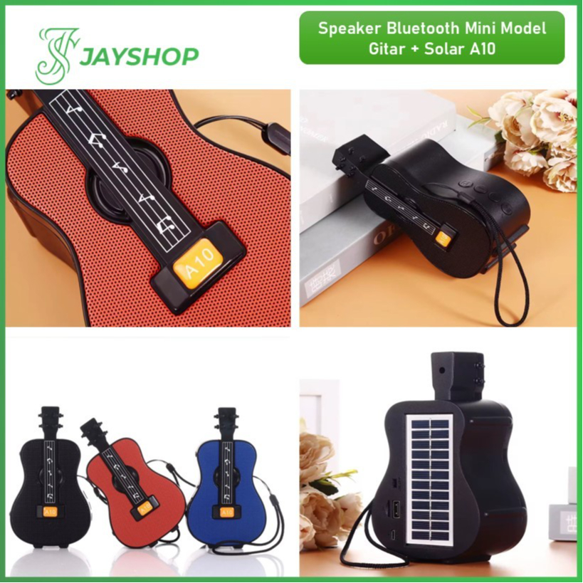 Speaker Bluetooth Model Gitar + Solar A10 Wireless Speaker Gitar Portable Extra Bass