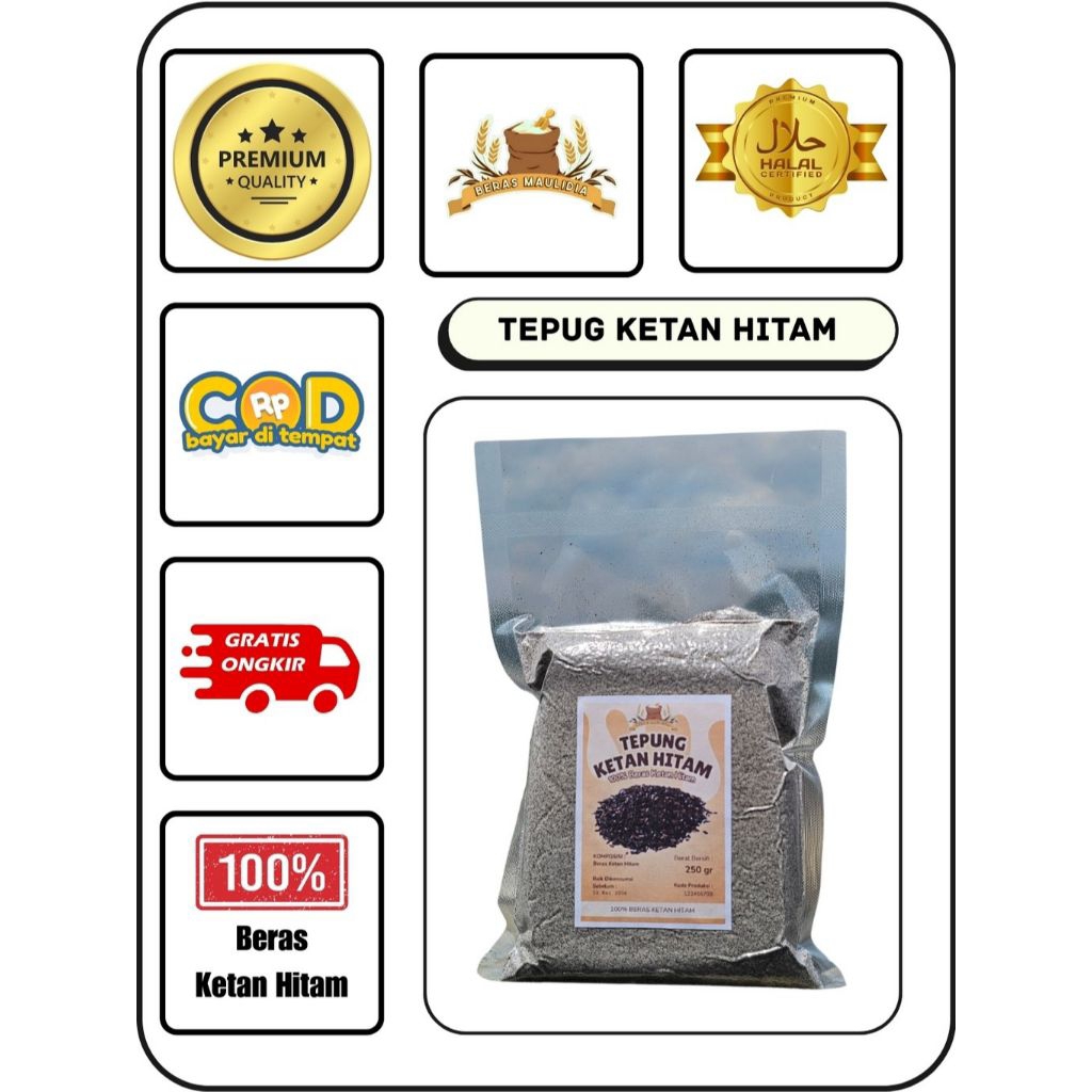 

Tepung ketan hitam tanpa campuran tampa bahan pengawet 250Gram Asli Cianjur