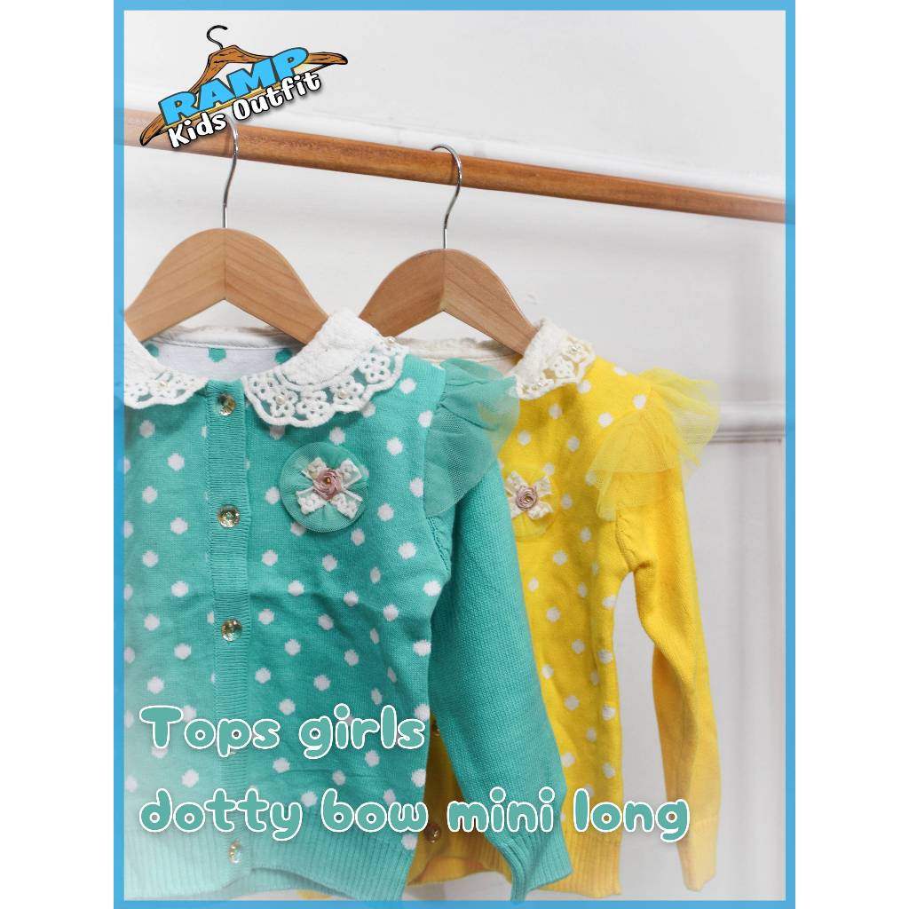 atasan anak perempuan | baju anak perempuan lengan panjang | Tops girls dotty bow mini long ball 550