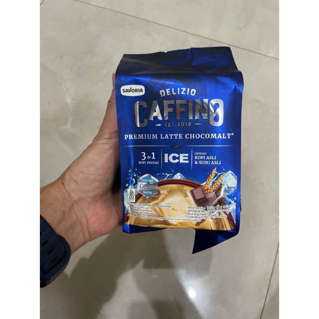 

Kopi Caffino premium 3 in 1 chocomalt, Ice Pandan aren & choco huzelnut