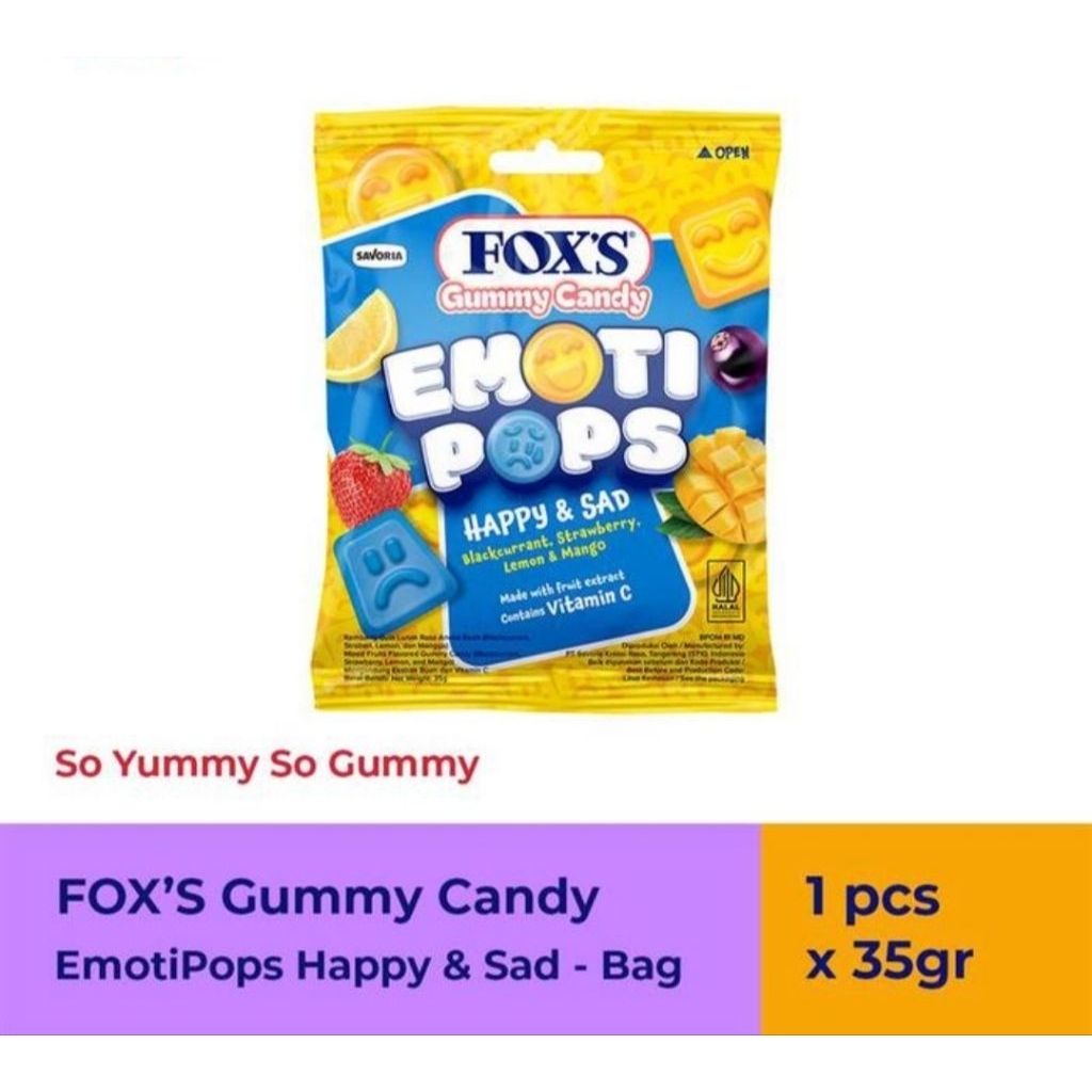 

FOX'S Gummy EmotiPops Happy Sad 35 gram / Permen foxs