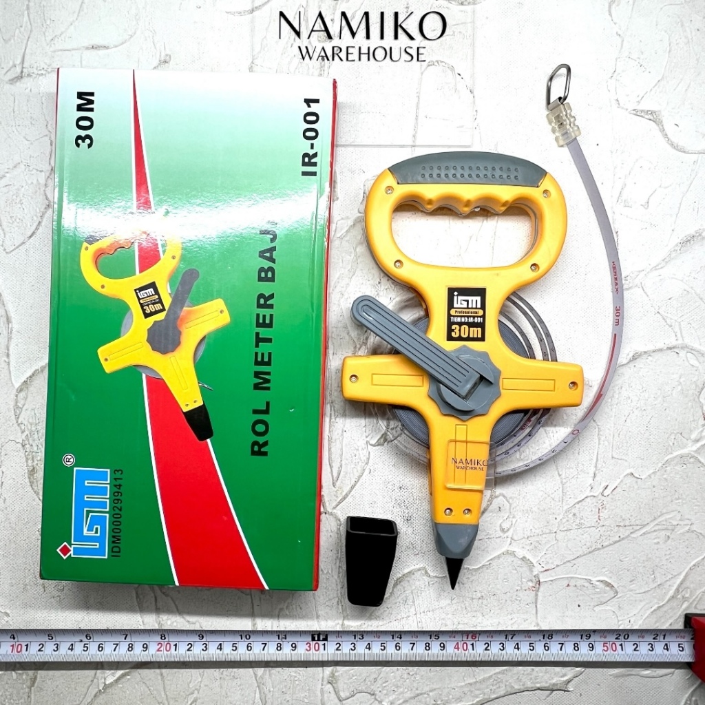 IGM Meteran roll bangunan tancap terbuka plat baja 30 50 100 m