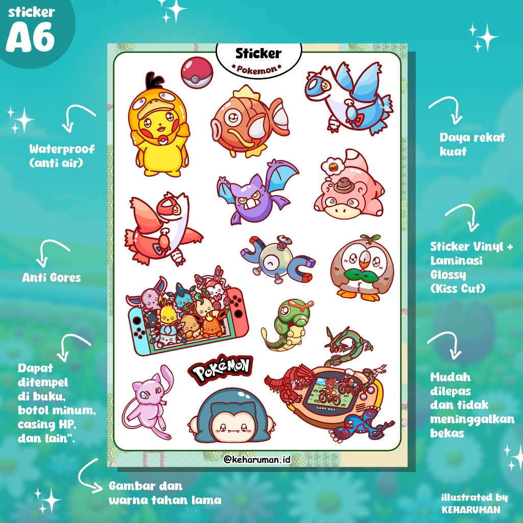 

Sticker Pokemon Pikachu Eevee Snorlax