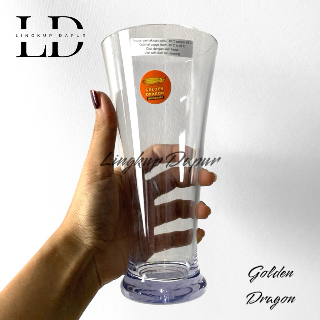 (6 pcs) GELAS JUS PREMIUM GOLDEN DRAGON 420 ml / GELAS JUS AKRILIK