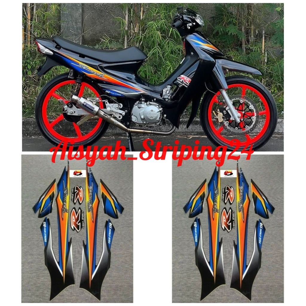 STIKER STICKER STRIPING SUZUKI SMASH 110R 2003 HITAM