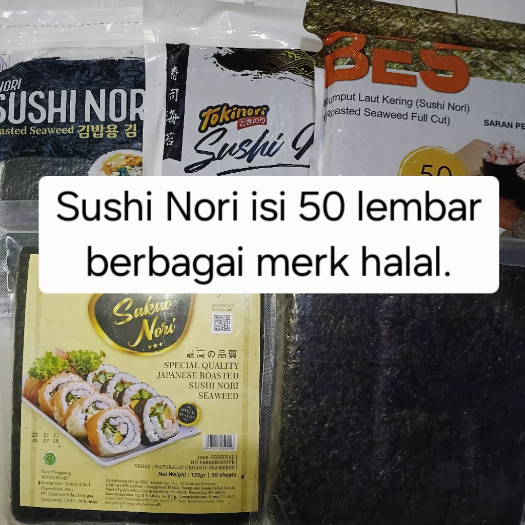 

[TERLARIS] Sushi Nori isi 50 lembar bahan sushi kulit kimbap gimbap sushi bento rumput laut kering seaweed halal mui dan bpom harga terjangkau sale terlaris