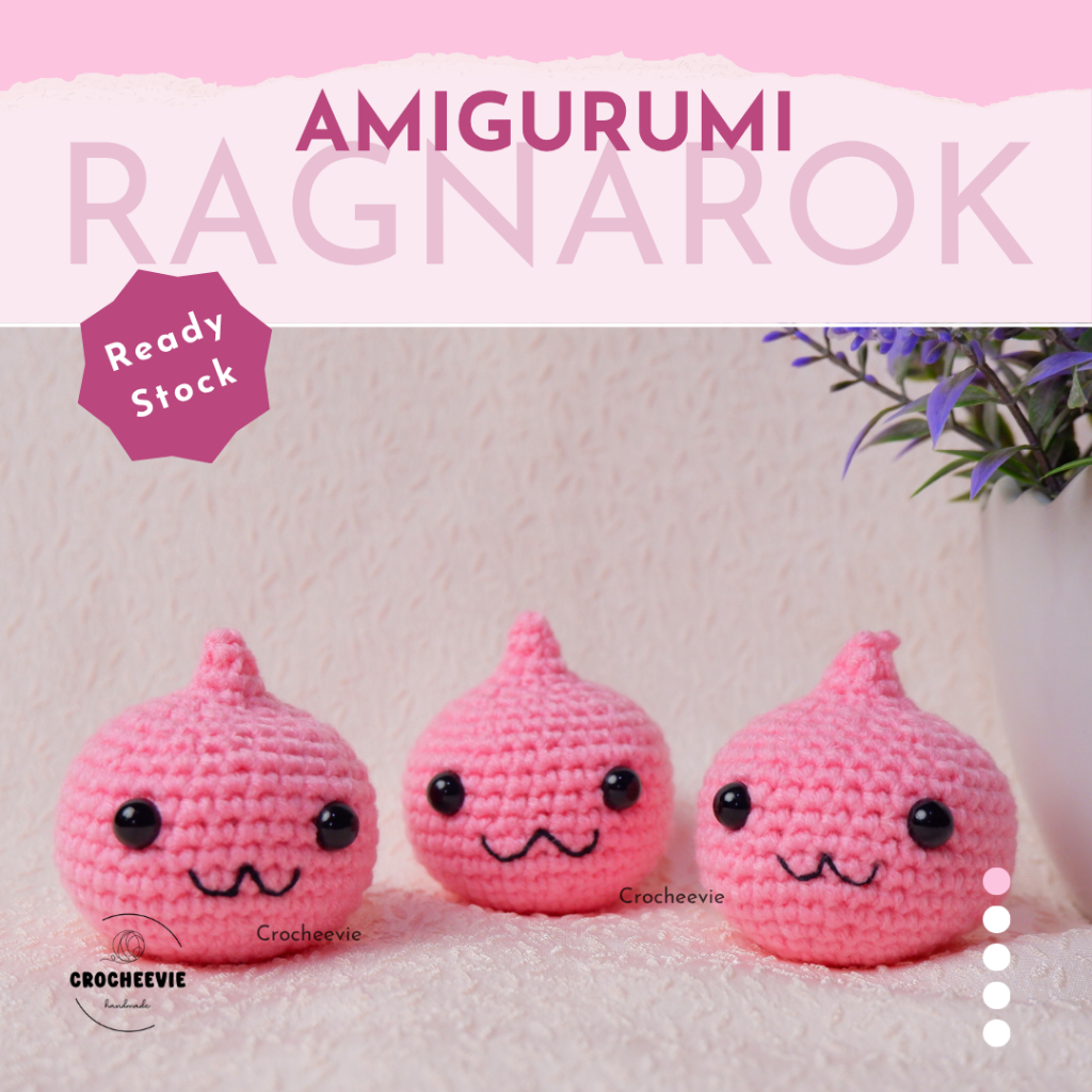 Amigurumi Boneka Rajut RO Character | Gantungan Kunci / Bag Charm | Ragnarok Poring - Crocheevie