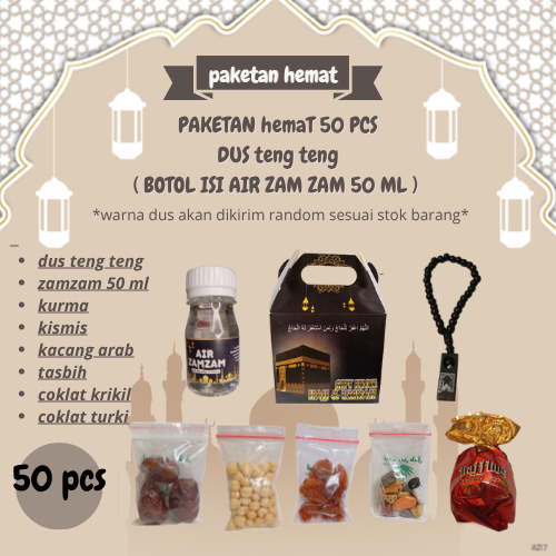 

paketan tasbih,coklat kerikil dan coklat turky dus tali untuk oleh oleh haji dan umroh 50 pcs ( botol isi air zamzam 50 ml )