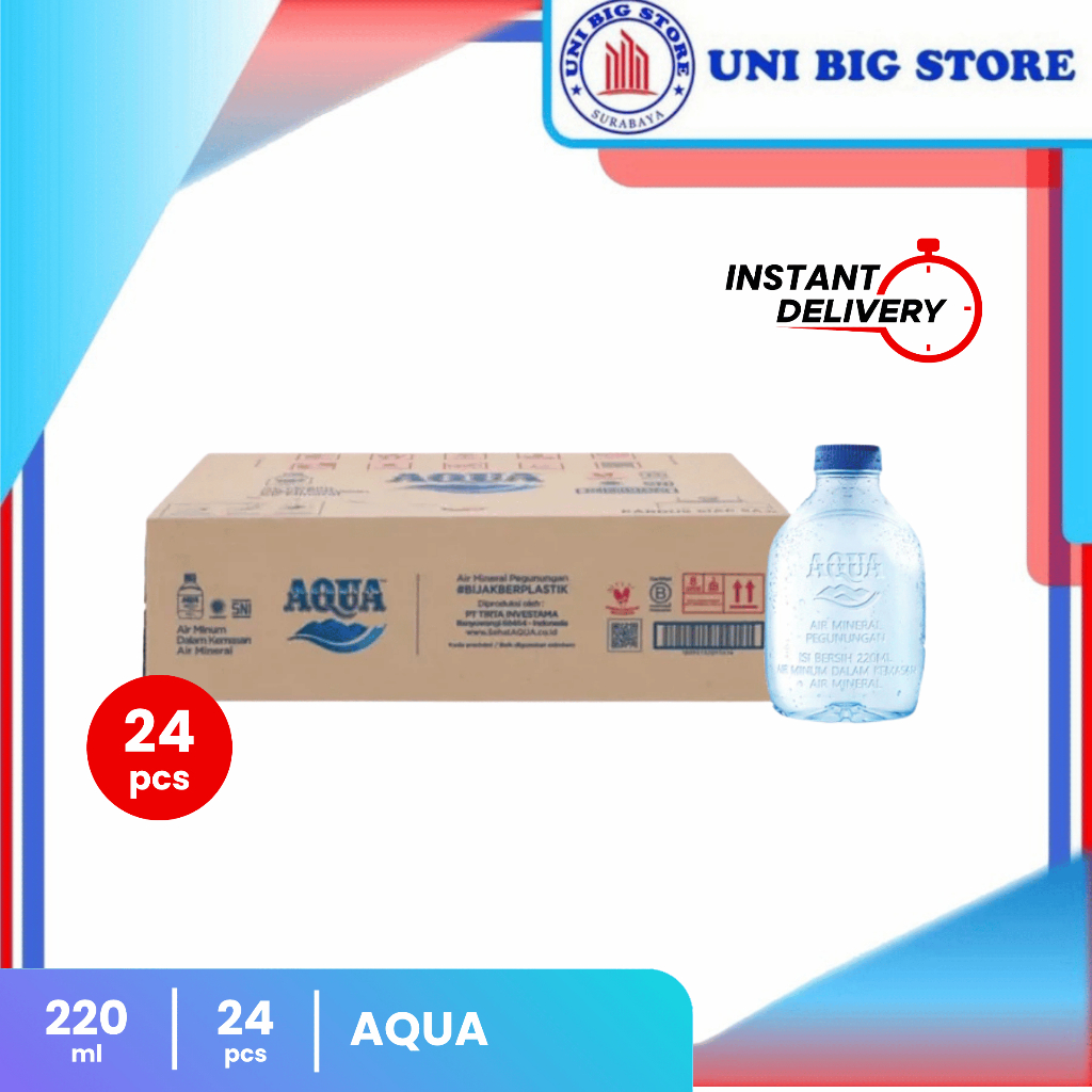 

AQUA Air Mineral 220 ml DUS 24 Botol CUBE