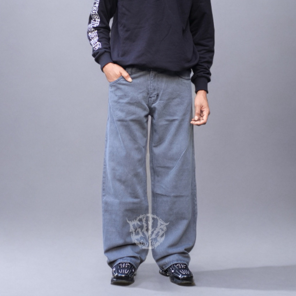 GEVAR Celana Jeans Baggy Gombrang Grey Oversize Premium