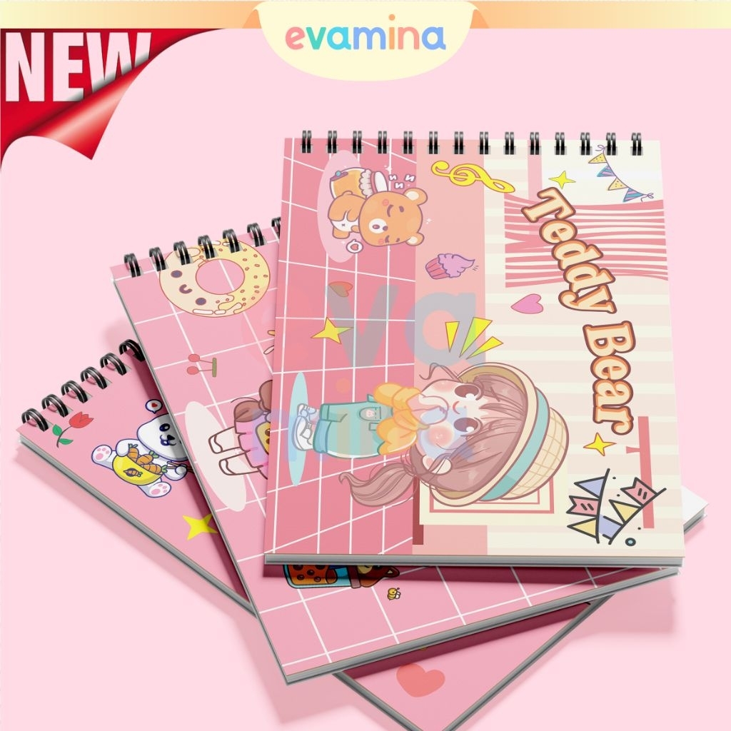 

EVAMINA Buku Gambar Anak Sketchbook A4 Drawing Book Lucu Jilid Spiral kertas Tebal 30 Lembar