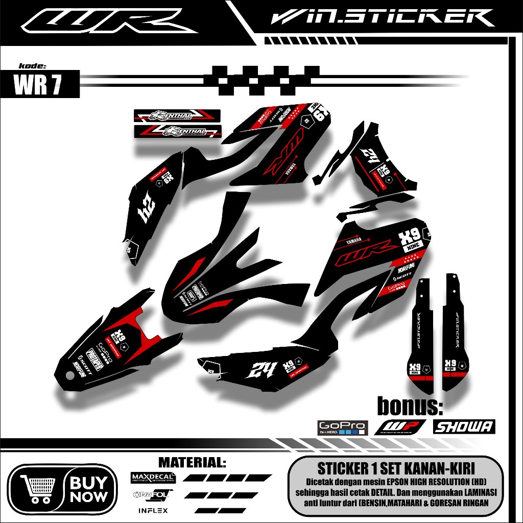 (COD) Decal WR 155 Full body Supermoto Bebas Custom Motif Desain